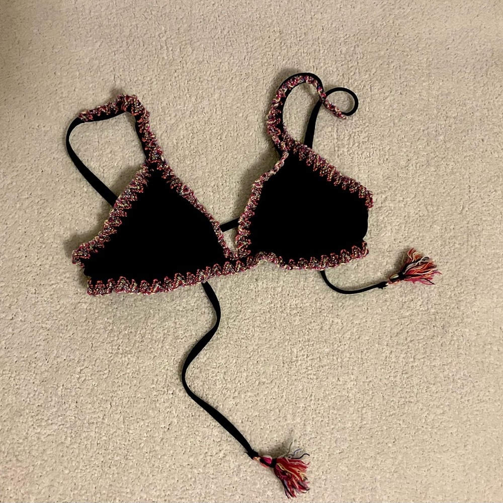 Small • Becca • Mardi Gras Embroidered • Triangle • Bikini Top (with pads) - Picture 3 of 3